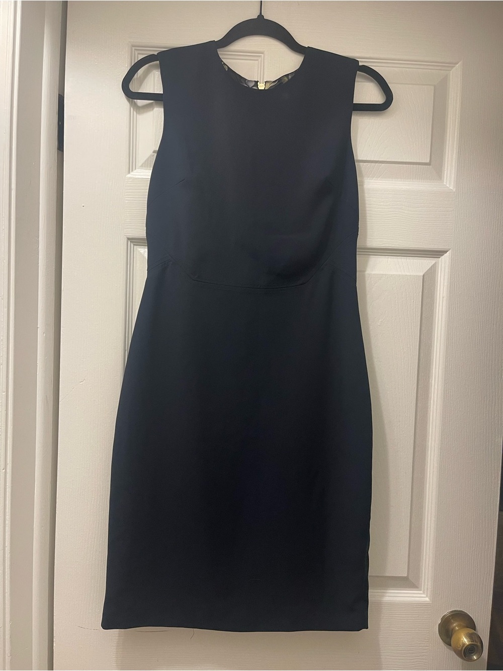 Ted Baker Navy Sleeveless Sheath Dress Gold Zip Size 2 / US 6